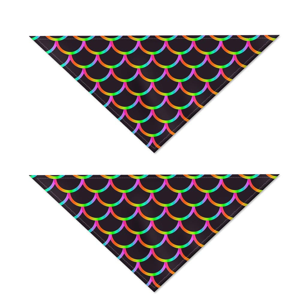 Black Mermaid Scales Pattern Print Dog Bandana