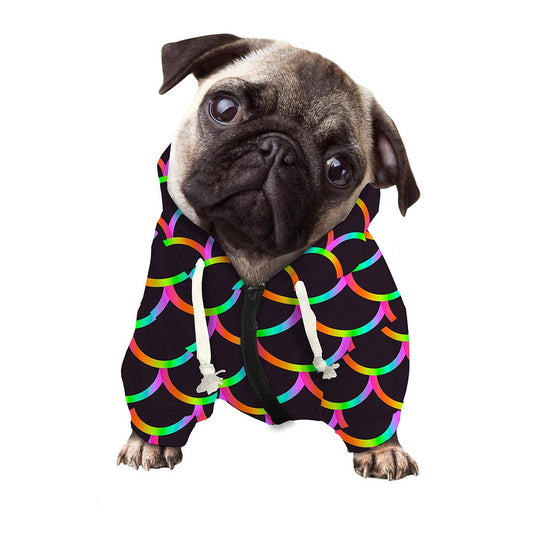 Black Mermaid Scales Pattern Print Dog Zip Up Hoodie