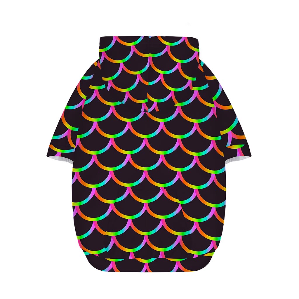 Black Mermaid Scales Pattern Print Dog Zip Up Hoodie