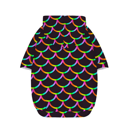 Black Mermaid Scales Pattern Print Dog Zip Up Hoodie
