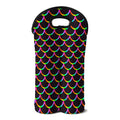 Black Mermaid Scales Pattern Print Double Neoprene Wine Tote