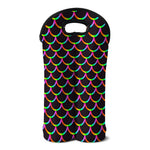 Black Mermaid Scales Pattern Print Double Neoprene Wine Tote