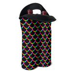 Black Mermaid Scales Pattern Print Double Neoprene Wine Tote