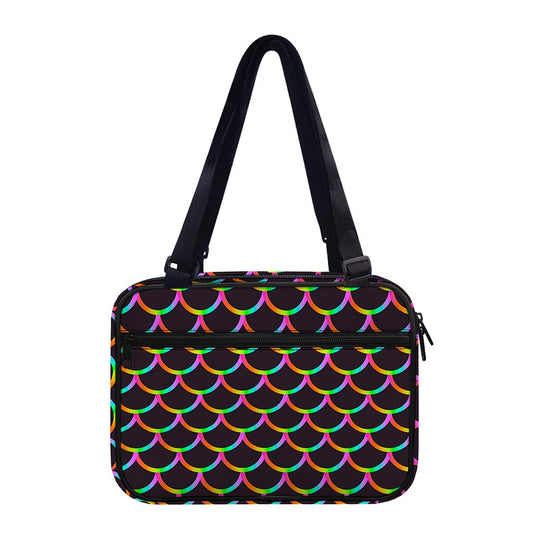 Black Mermaid Scales Pattern Print Double Strap Bible Bag