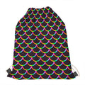 Black Mermaid Scales Pattern Print Drawstring Bag