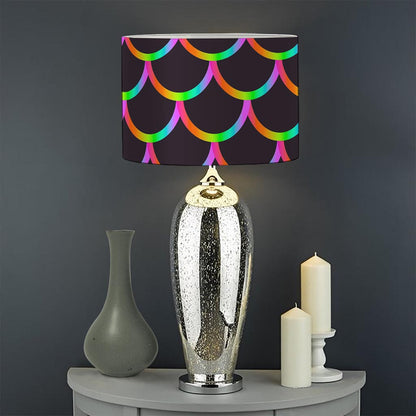 Black Mermaid Scales Pattern Print Drum Lamp Shade