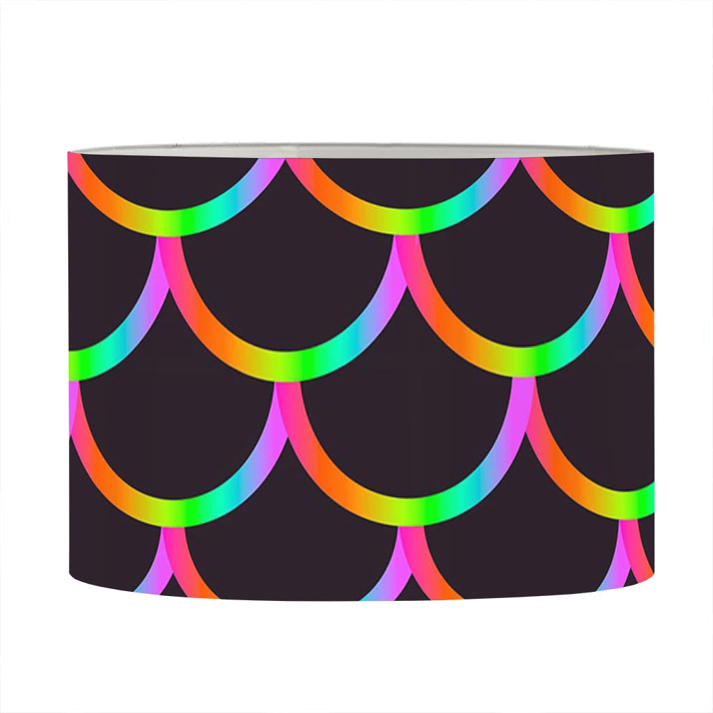 Black Mermaid Scales Pattern Print Drum Lamp Shade