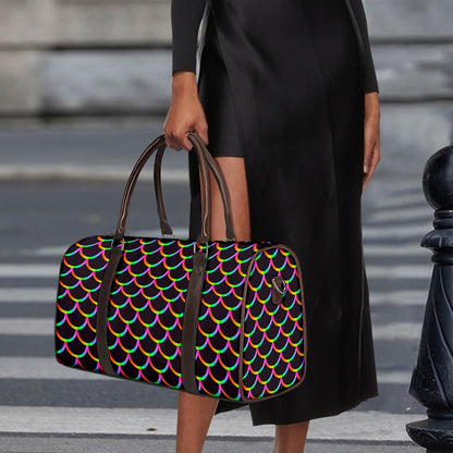 Black Mermaid Scales Pattern Print Duffle Bag