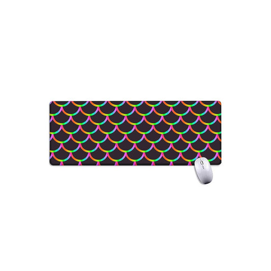 Black Mermaid Scales Pattern Print Extended Mouse Pad