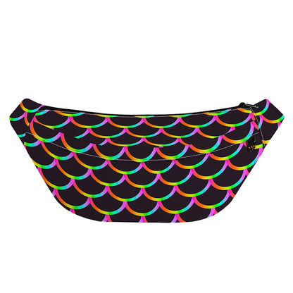Black Mermaid Scales Pattern Print Fanny Pack