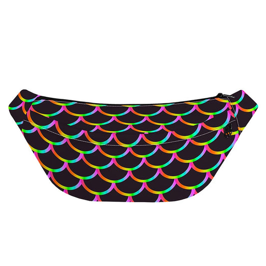 Black Mermaid Scales Pattern Print Fanny Pack