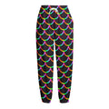 Black Mermaid Scales Pattern Print Fleece Lined Knit Pants