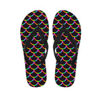 Black Mermaid Scales Pattern Print Flip Flops