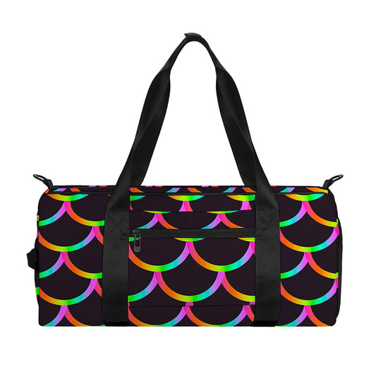 Black Mermaid Scales Pattern Print Gym Bag