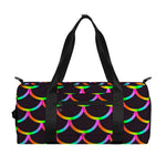 Black Mermaid Scales Pattern Print Gym Bag