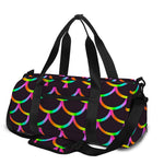 Black Mermaid Scales Pattern Print Gym Bag