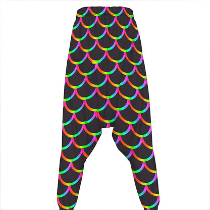 Black Mermaid Scales Pattern Print Hammer Pants