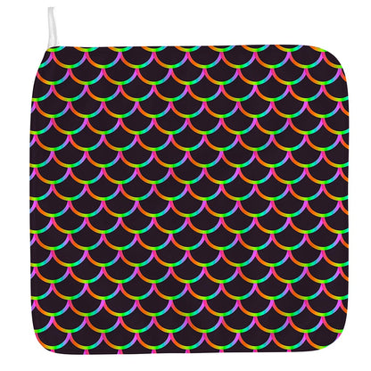Black Mermaid Scales Pattern Print Hand Towel