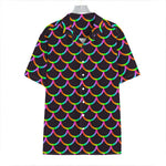 Black Mermaid Scales Pattern Print Hawaiian Shirt