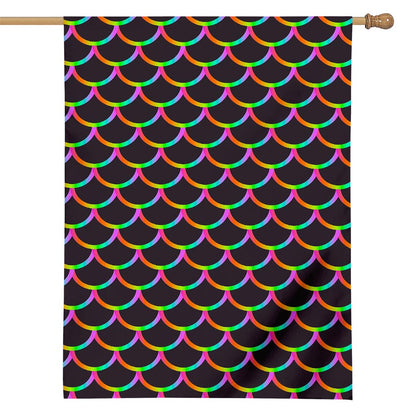 Black Mermaid Scales Pattern Print House Flag