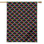 Black Mermaid Scales Pattern Print House Flag