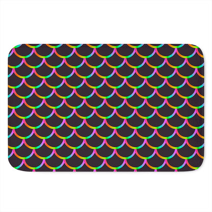 Black Mermaid Scales Pattern Print Indoor Door Mat