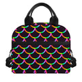 Black Mermaid Scales Pattern Print Insulated Lunch Bag
