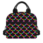 Black Mermaid Scales Pattern Print Insulated Lunch Bag