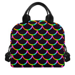 Black Mermaid Scales Pattern Print Insulated Lunch Bag