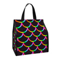 Black Mermaid Scales Pattern Print Insulated Lunch Tote