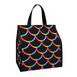 Black Mermaid Scales Pattern Print Insulated Lunch Tote