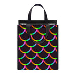 Black Mermaid Scales Pattern Print Insulated Lunch Tote