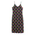 Black Mermaid Scales Pattern Print Jersey Midi Cami Dress