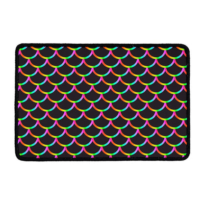Black Mermaid Scales Pattern Print Kitchen Mat