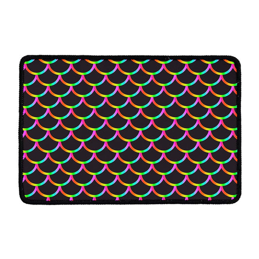 Black Mermaid Scales Pattern Print Kitchen Mat