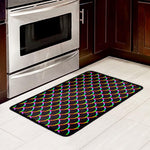 Black Mermaid Scales Pattern Print Kitchen Mat