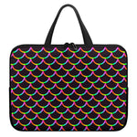 Black Mermaid Scales Pattern Print Laptop Sleeve With Handle