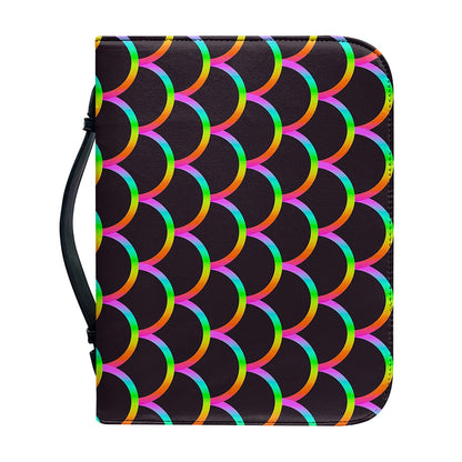 Black Mermaid Scales Pattern Print Leather Bible Cover