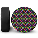 Black Mermaid Scales Pattern Print Leather Spare Tire Cover