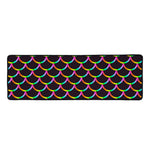 Black Mermaid Scales Pattern Print Long Kitchen Mat