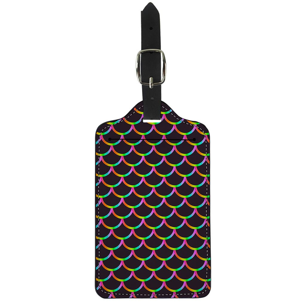 Black Mermaid Scales Pattern Print Luggage Tag
