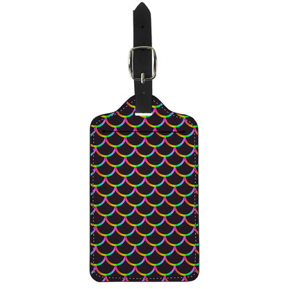 Black Mermaid Scales Pattern Print Luggage Tag