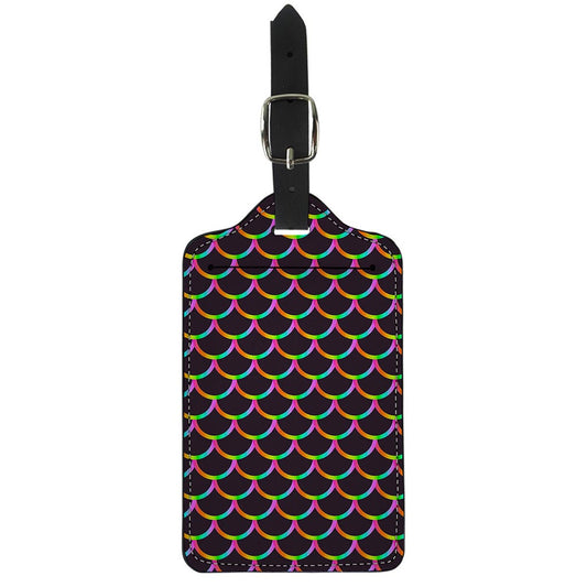 Black Mermaid Scales Pattern Print Luggage Tag