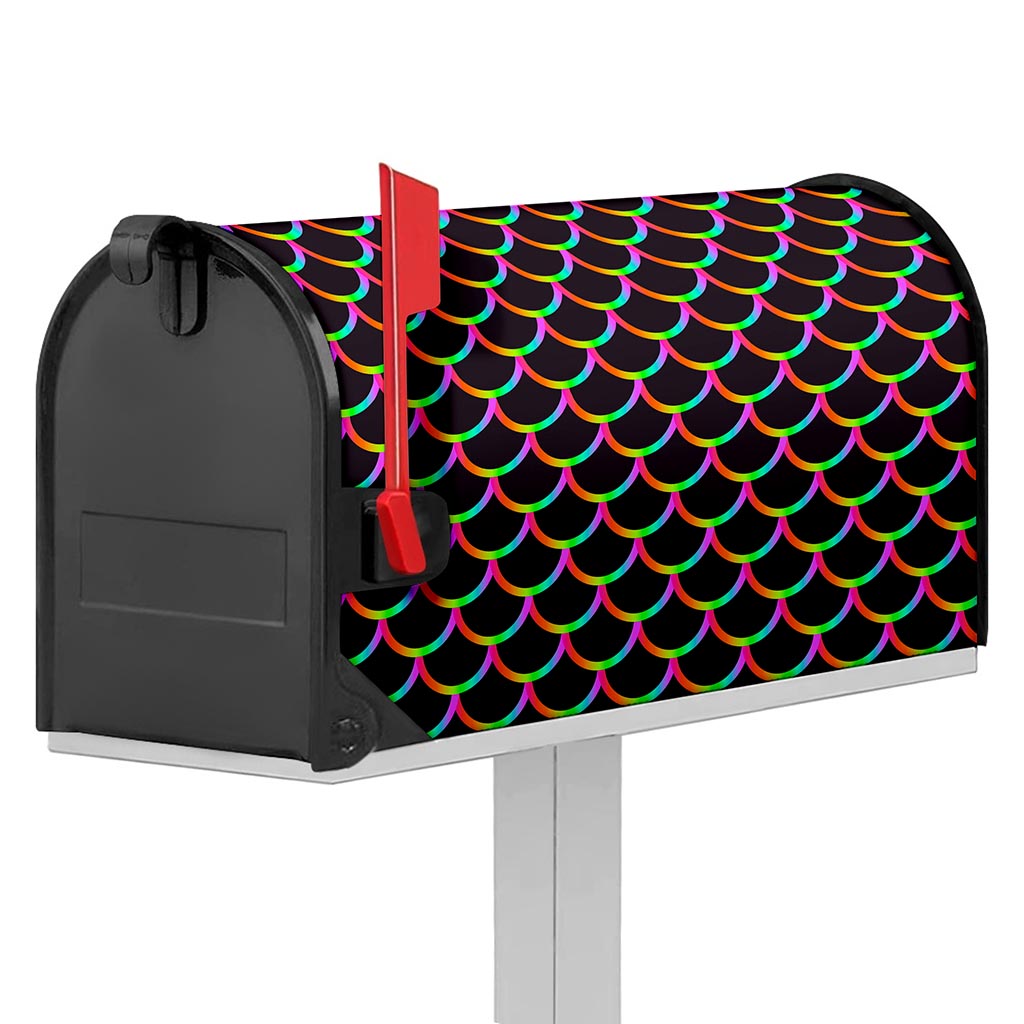 Black Mermaid Scales Pattern Print Mailbox Cover