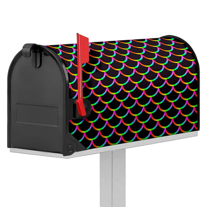 Black Mermaid Scales Pattern Print Mailbox Cover