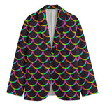 Black Mermaid Scales Pattern Print Men's Blazer