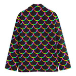 Black Mermaid Scales Pattern Print Men's Blazer