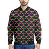 Black Mermaid Scales Pattern Print Men's Bomber Jacket