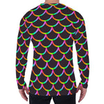 Black Mermaid Scales Pattern Print Men's Long Sleeve T-Shirt