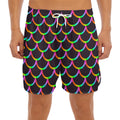 Black Mermaid Scales Pattern Print Men's Split Running Shorts